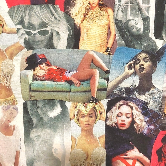 Beyoncé Women's Colorful Collage Print Short Sleeved Graphic T-shirt EUC Size M - Picture 8 of 10